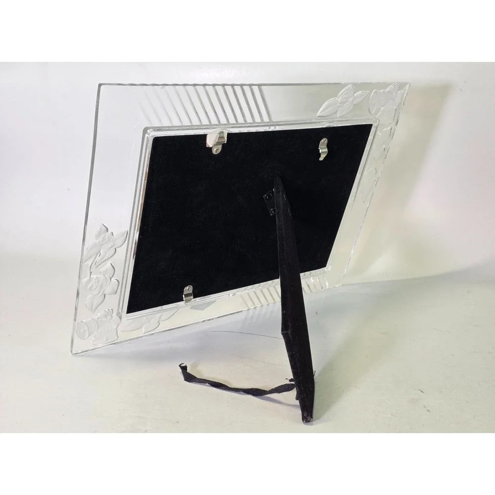 Shannon‎ Crystal Double Picture Frame With Flowers and Bells 24% Lead Crystal